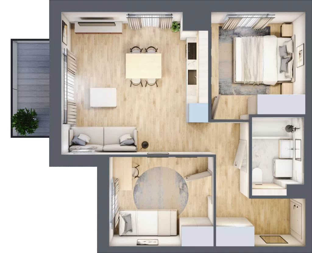 3 pokoje, mieszkanie 49,53 m², piętro 4, oferta nr B6/47, Osiedle przy Błoniach 3 - etap IV, Rumia, Janowo, ul. Błoń Janowskich 