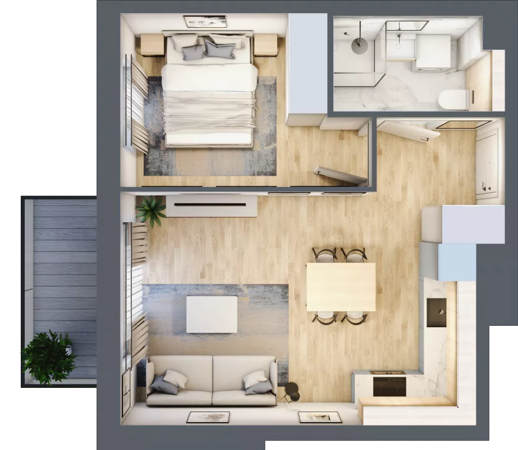 2 pokoje, mieszkanie 37,96 m², piętro 3, oferta nr B6/37, Osiedle przy Błoniach 3 - etap IV, Rumia, Janowo, ul. Błoń Janowskich 