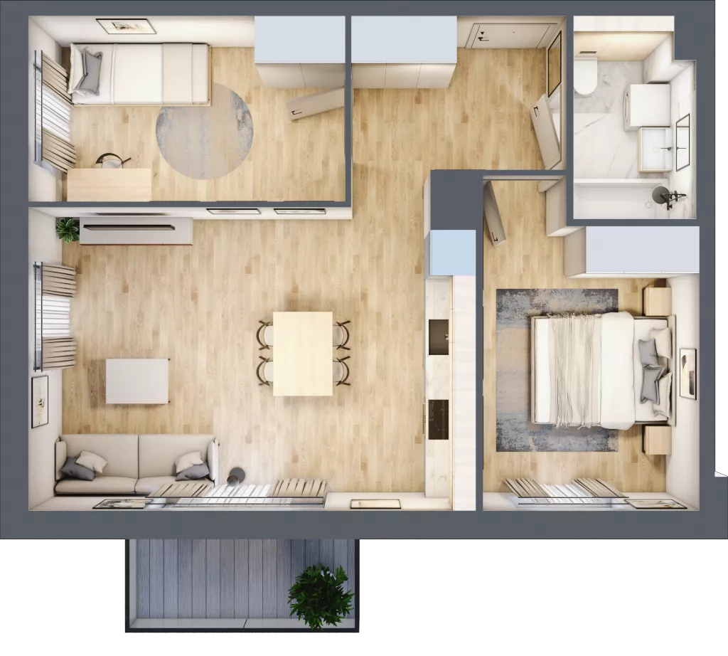 3 pokoje, mieszkanie 55,93 m², piętro 2, oferta nr B6/32, Osiedle przy Błoniach 3 - etap IV, Rumia, Janowo, ul. Błoń Janowskich 