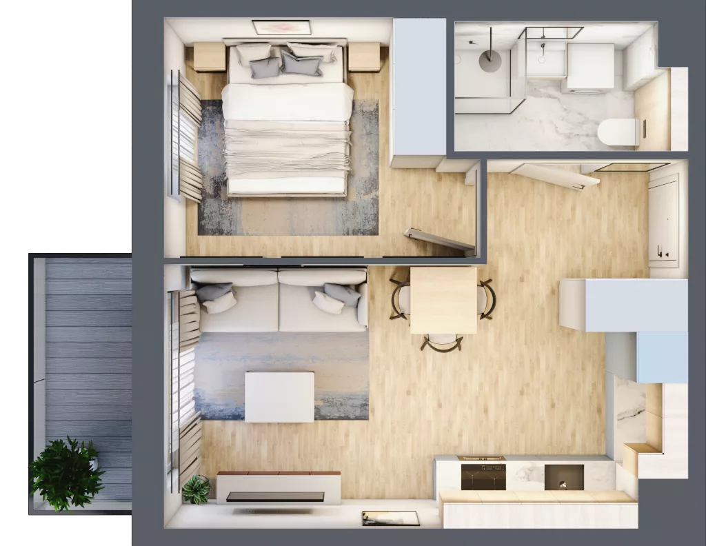 2 pokoje, mieszkanie 35,28 m², piętro 1, oferta nr B6/23, Osiedle przy Błoniach 3 - etap IV, Rumia, Janowo, ul. Błoń Janowskich 