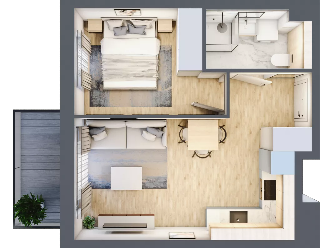 2 pokoje, mieszkanie 34,59 m², piętro 2, oferta nr B6/34, Osiedle przy Błoniach 3 - etap IV, Rumia, Janowo, ul. Błoń Janowskich 