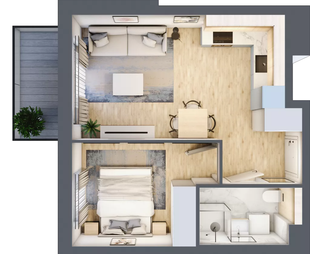 2 pokoje, mieszkanie 35,64 m², piętro 2, oferta nr B6/36, Osiedle przy Błoniach 3 - etap IV, Rumia, Janowo, ul. Błoń Janowskich 