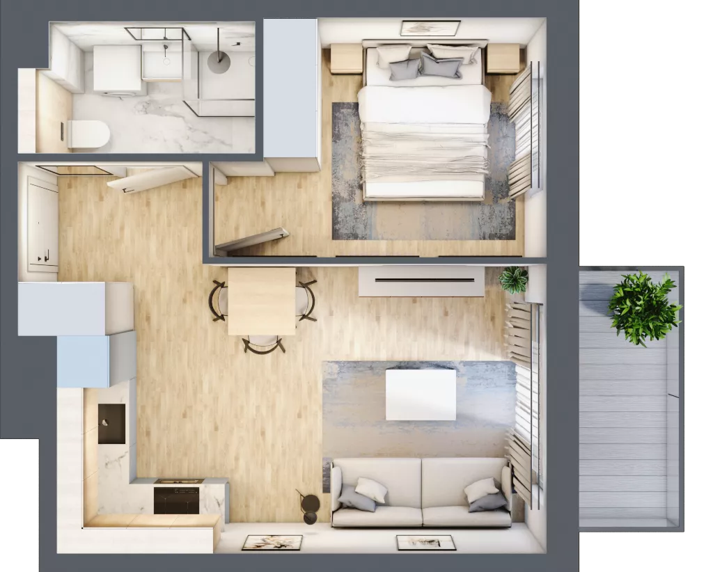 2 pokoje, mieszkanie 35,47 m², piętro 4, oferta nr B6/51, Osiedle przy Błoniach 3 - etap IV, Rumia, Janowo, ul. Błoń Janowskich 