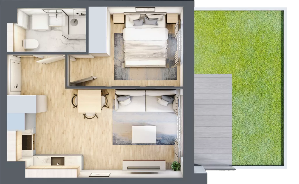 2 pokoje, mieszkanie 34,43 m², parter, oferta nr B6/3, Osiedle przy Błoniach 3 - etap IV, Rumia, Janowo, ul. Błoń Janowskich 
