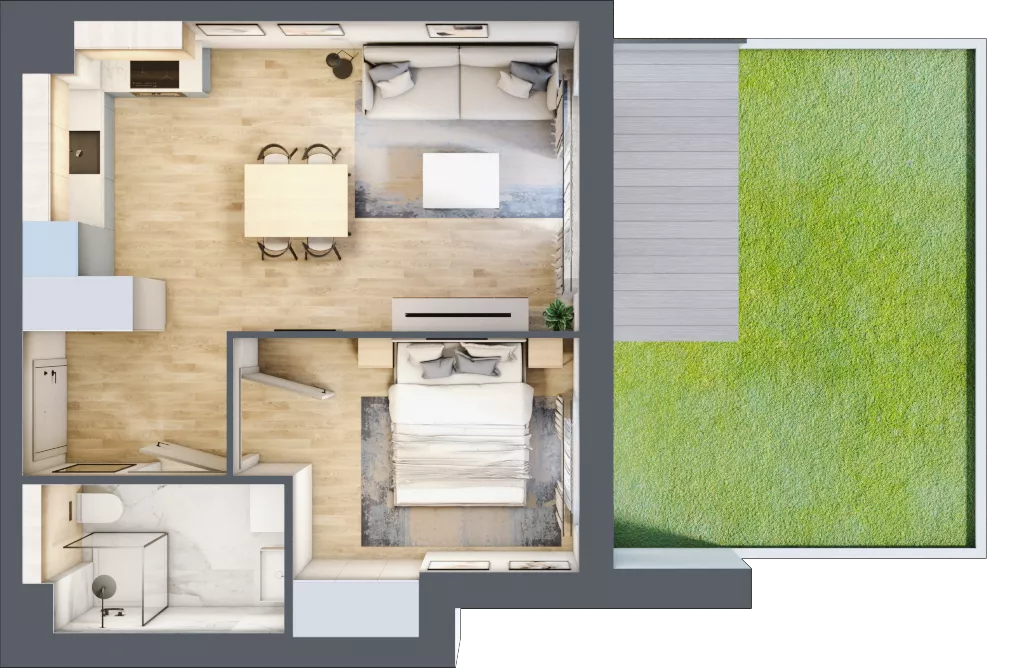 2 pokoje, mieszkanie 38,16 m², parter, oferta nr B6/12, Osiedle przy Błoniach 3 - etap IV, Rumia, Janowo, ul. Błoń Janowskich 