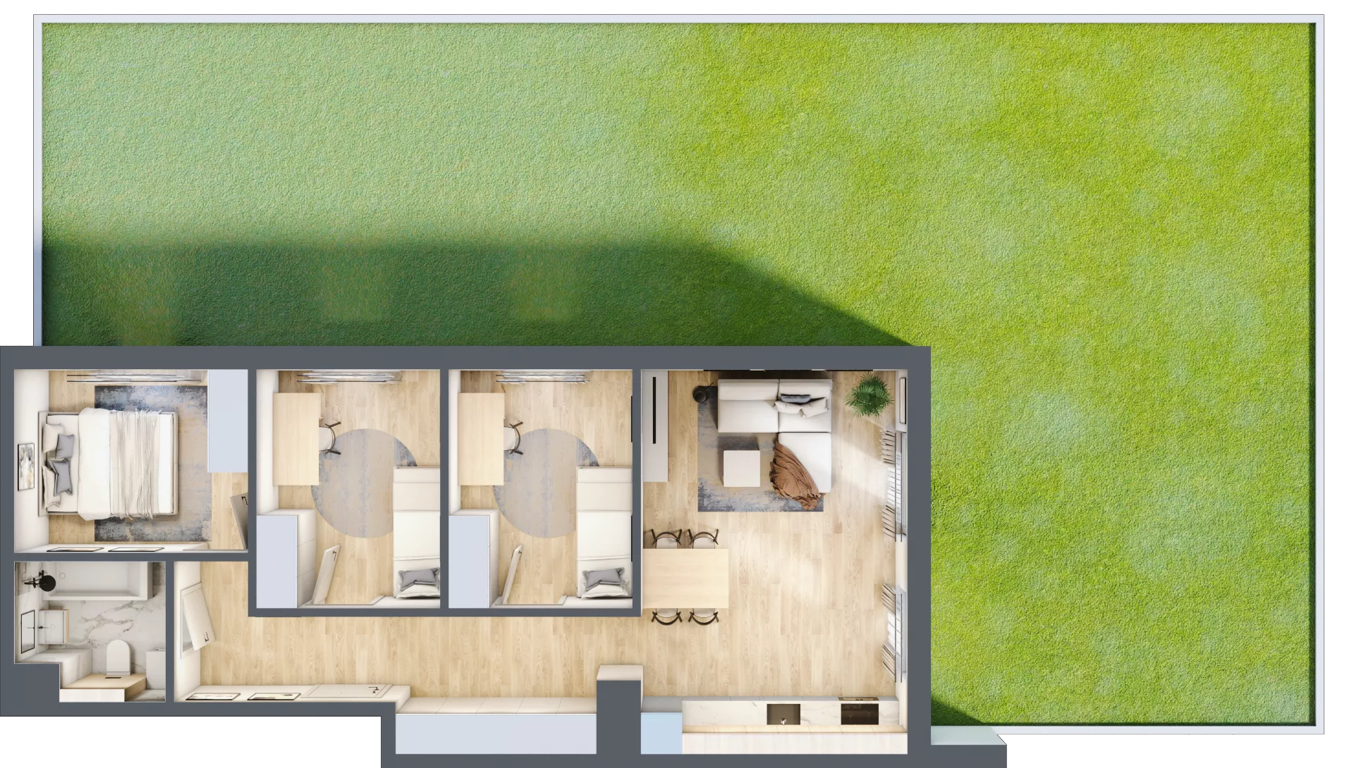 4 pokoje, mieszkanie 65,48 m², parter, oferta nr CZ1.B55, Nowa Czernica CZ1, Czernica, ul. Wojska Polskiego 13