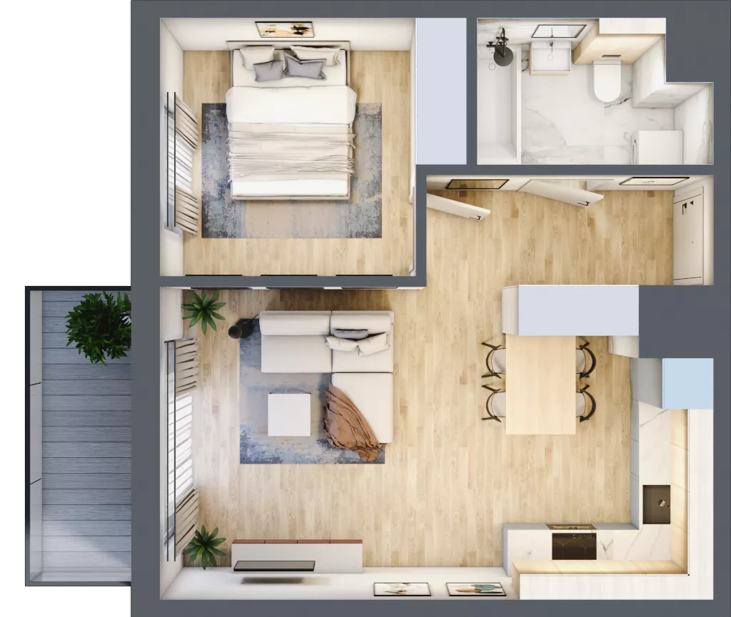 2 pokoje, mieszkanie 42,92 m², piętro 5, oferta nr CZ1.A46, Nowa Czernica CZ1, Czernica, ul. Wojska Polskiego 13