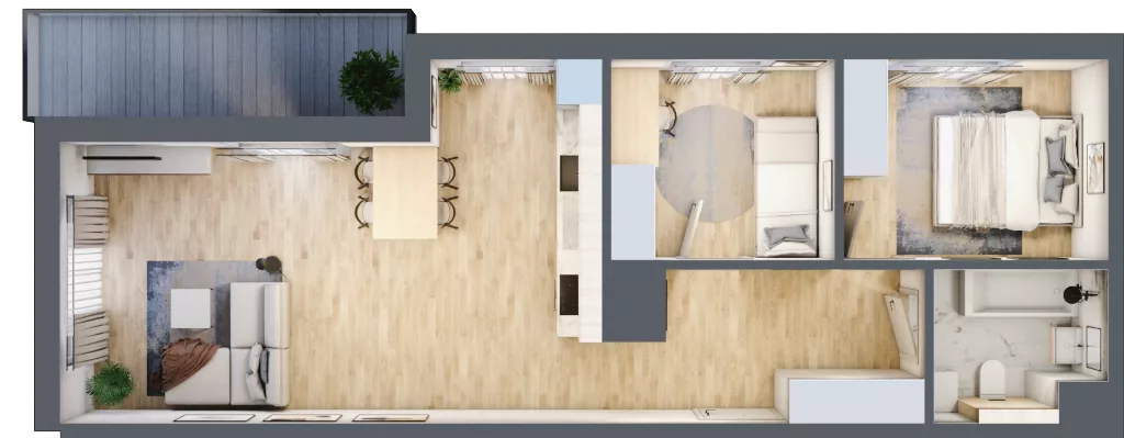 3 pokoje, mieszkanie 59,64 m², piętro 2, oferta nr CZ1.B70, Nowa Czernica CZ1, Czernica, ul. Wojska Polskiego 13