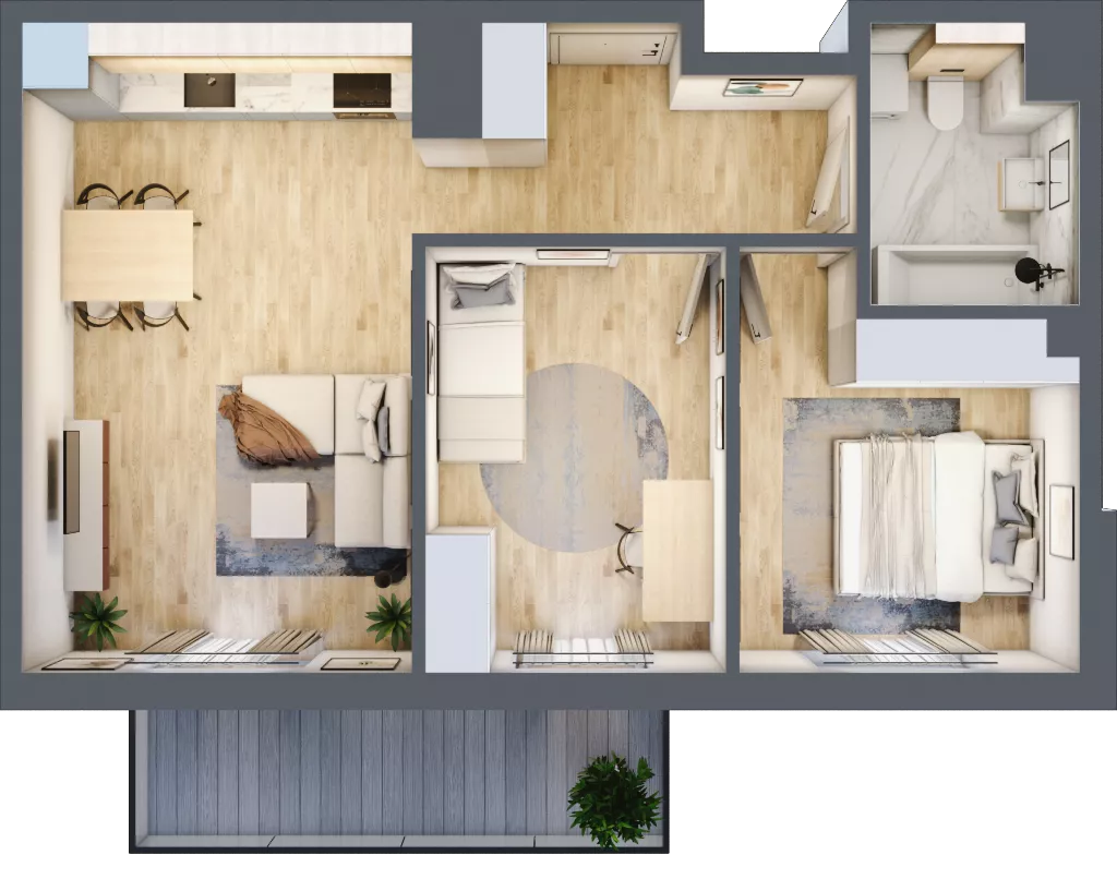 3 pokoje, mieszkanie 54,28 m², piętro 1, oferta nr CZ1.B57, Nowa Czernica CZ1, Czernica, ul. Wojska Polskiego 13