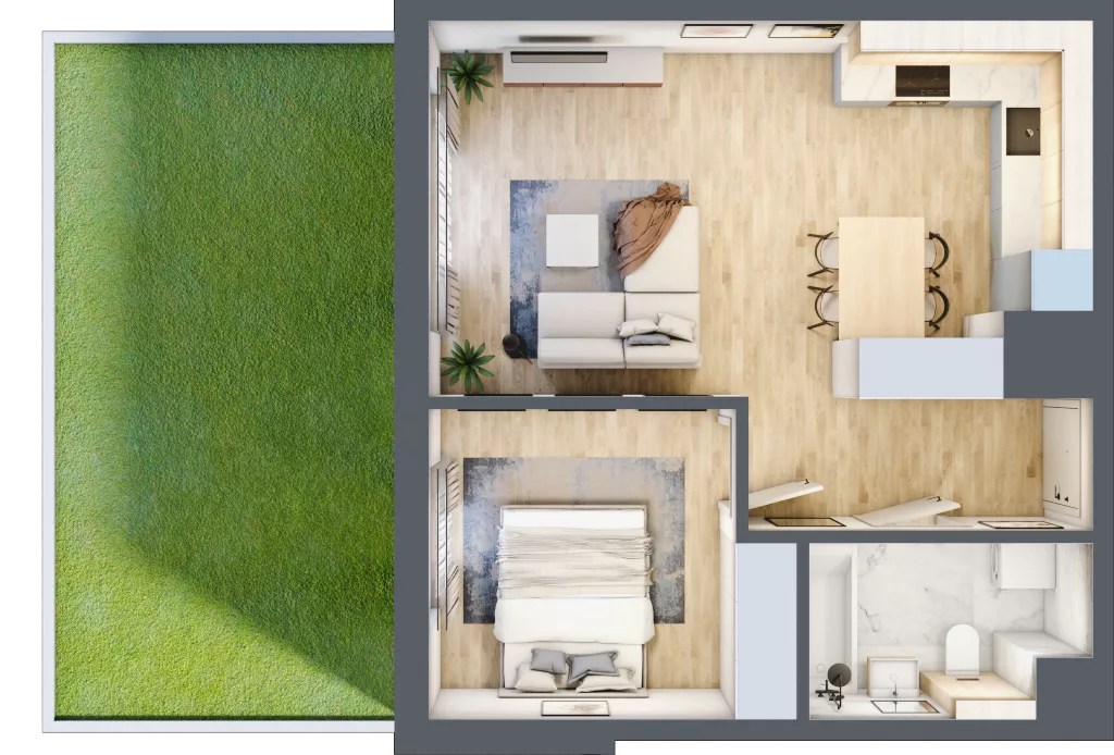 2 pokoje, mieszkanie 42,86 m², parter, oferta nr CZ1.B51, Nowa Czernica CZ1, Czernica, ul. Wojska Polskiego 13