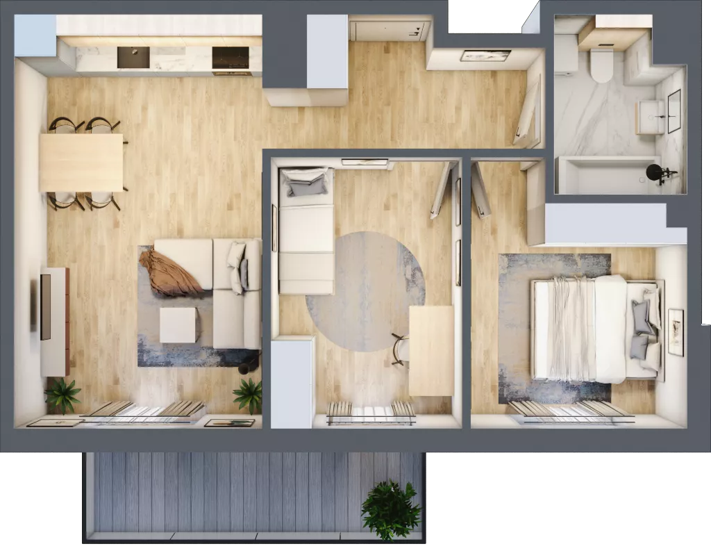 3 pokoje, mieszkanie 54,23 m², piętro 4, oferta nr CZ1.B81, Nowa Czernica CZ1, Czernica, ul. Wojska Polskiego 13