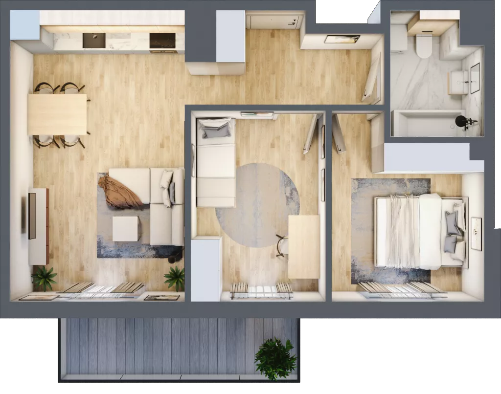 3 pokoje, mieszkanie 54,45 m², piętro 2, oferta nr CZ1.B65, Nowa Czernica CZ1, Czernica, ul. Wojska Polskiego 13