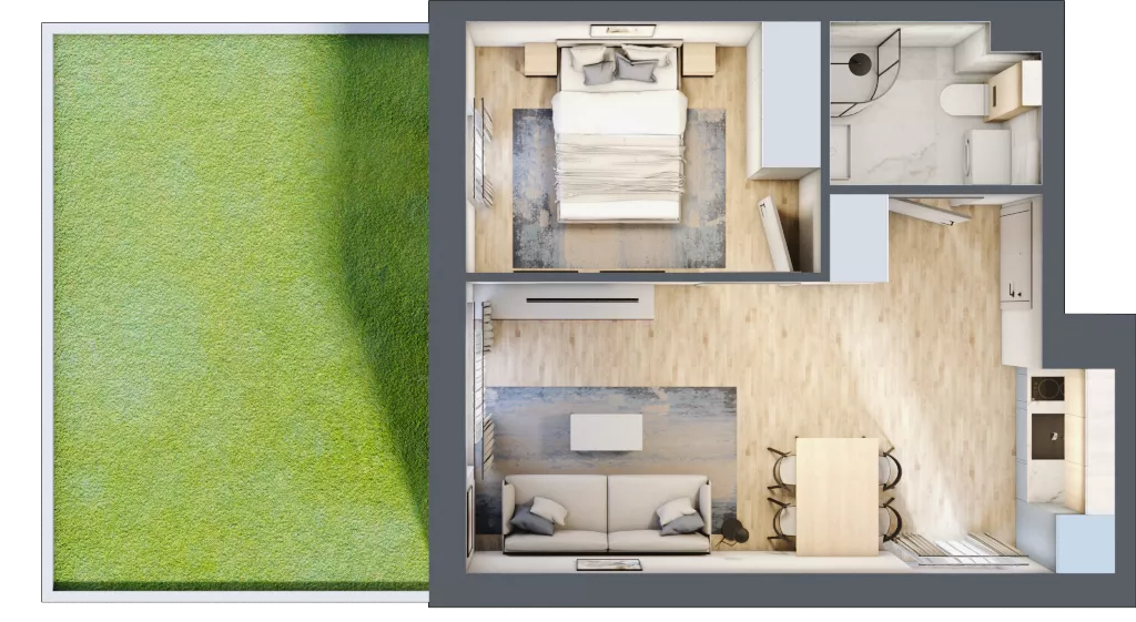 2 pokoje, apartament inwestycyjny 34,39 m², parter, oferta nr J4, Jasna, Międzywodzie, ul. Jasna 1
