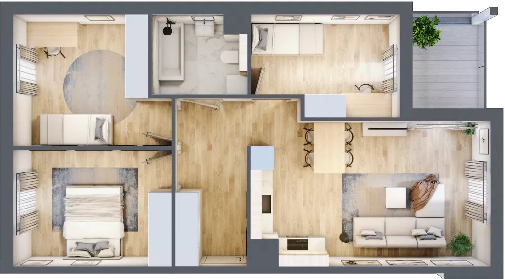 4 pokoje, mieszkanie 70,16 m², piętro 2, oferta nr CZ3.14, Nowa Czernica CZ3, Czernica, ul. Wojska Polskiego 15