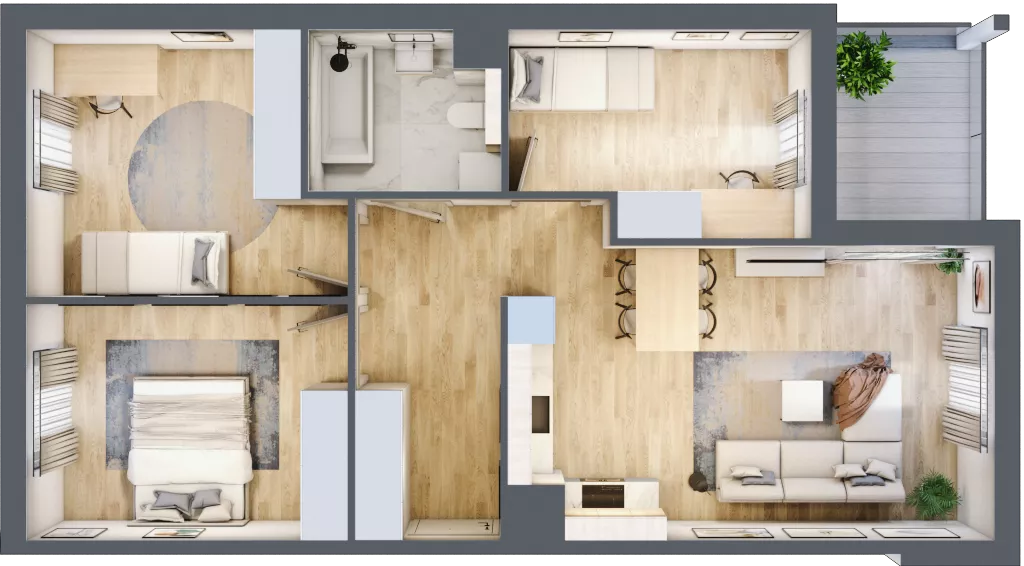 4 pokoje, mieszkanie 70,18 m², piętro 4, oferta nr CZ3.26, Nowa Czernica CZ3, Czernica, ul. Wojska Polskiego 15