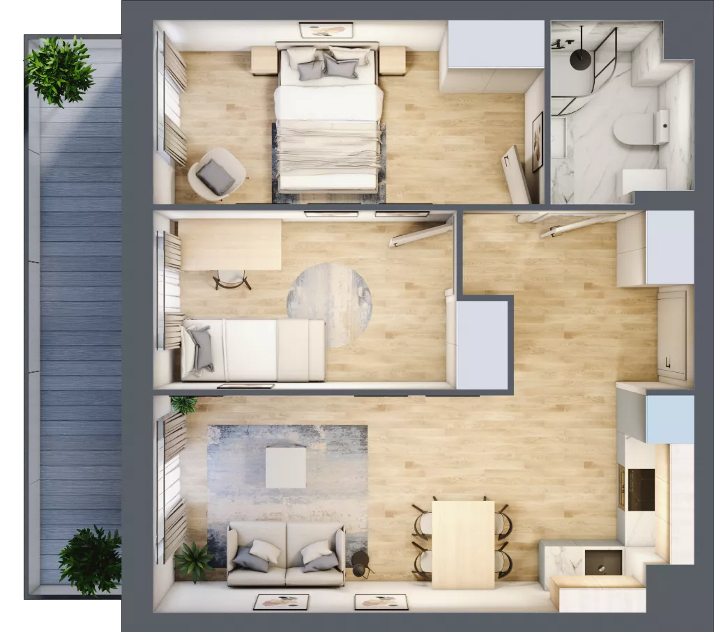 3 pokoje, mieszkanie 48,00 m², piętro 3, oferta nr 21, Comfort City Koral, Warszawa, Białołęka, Tarchomin, ul. Dionizosa 6a