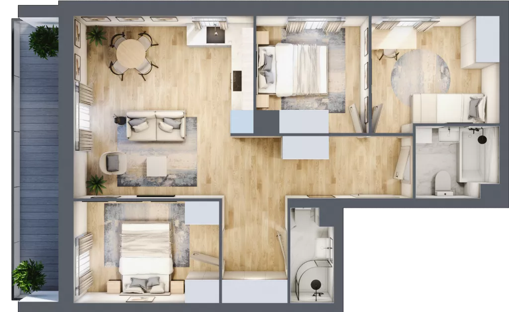 4 pokoje, mieszkanie 67,70 m², piętro 7, oferta nr 52, Comfort City Koral, Warszawa, Białołęka, Tarchomin, ul. Dionizosa 6a