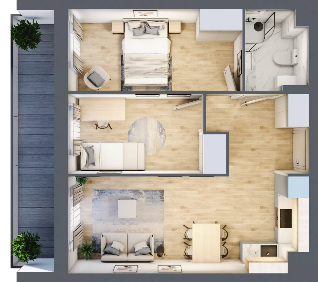3 pokoje, mieszkanie 48,00 m², piętro 8, oferta nr 57, Comfort City Koral, Warszawa, Białołęka, Tarchomin, ul. Dionizosa 6a