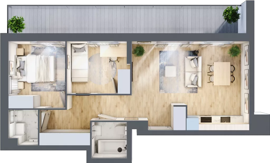 3 pokoje, mieszkanie 54,20 m², piętro 2, oferta nr 76, Comfort City Koral, Warszawa, Białołęka, Tarchomin, ul. Dionizosa 6a