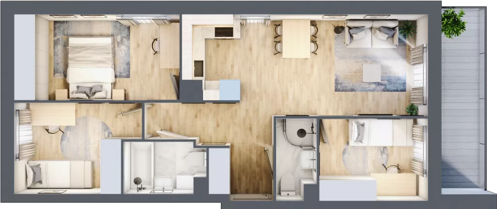 4 pokoje, mieszkanie 61,70 m², piętro 3, oferta nr 78, Comfort City Koral, Warszawa, Białołęka, Tarchomin, ul. Dionizosa 6a