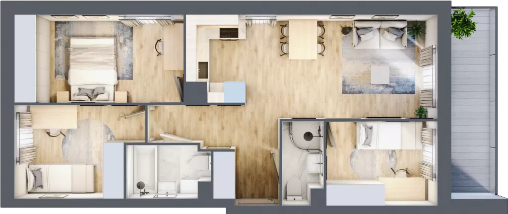 4 pokoje, mieszkanie 61,70 m², piętro 5, oferta nr 96, Comfort City Koral, Warszawa, Białołęka, Tarchomin, ul. Dionizosa 6a