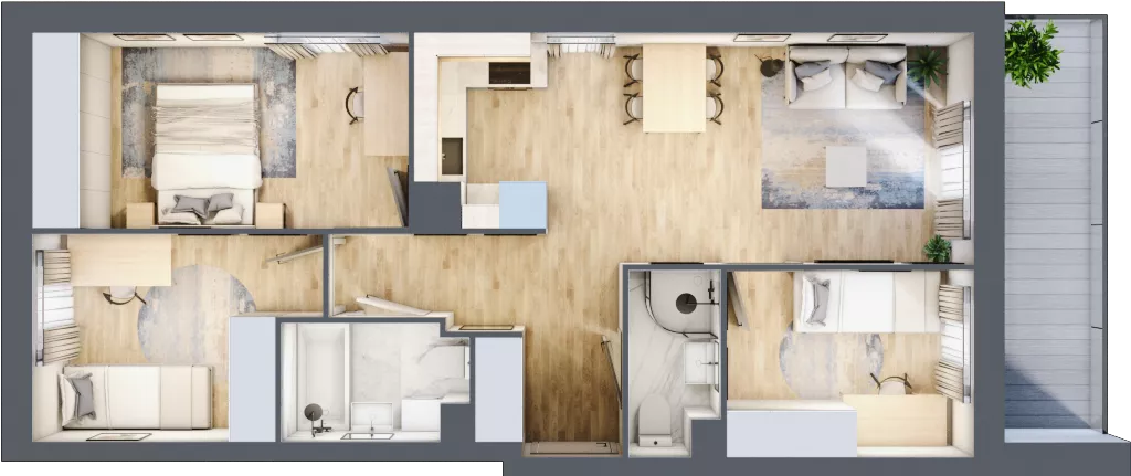 4 pokoje, mieszkanie 61,70 m², piętro 7, oferta nr 114, Comfort City Koral, Warszawa, Białołęka, Tarchomin, ul. Dionizosa 6a