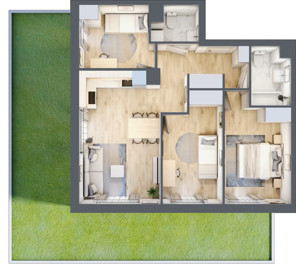 4 pokoje, mieszkanie 66,81 m², parter, oferta nr AM07, Nowa Drożdżownia - Etap II, Kraków, Bieżanów-Prokocim, ul. Drożdżowa 5
