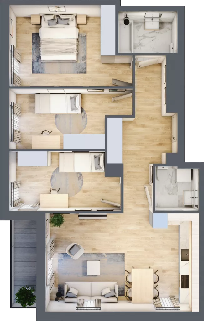 4 pokoje, mieszkanie 79,86 m², piętro 1, oferta nr AM1/4, Nowa Drożdżownia - Etap II, Kraków, Bieżanów-Prokocim, ul. Drożdżowa 5