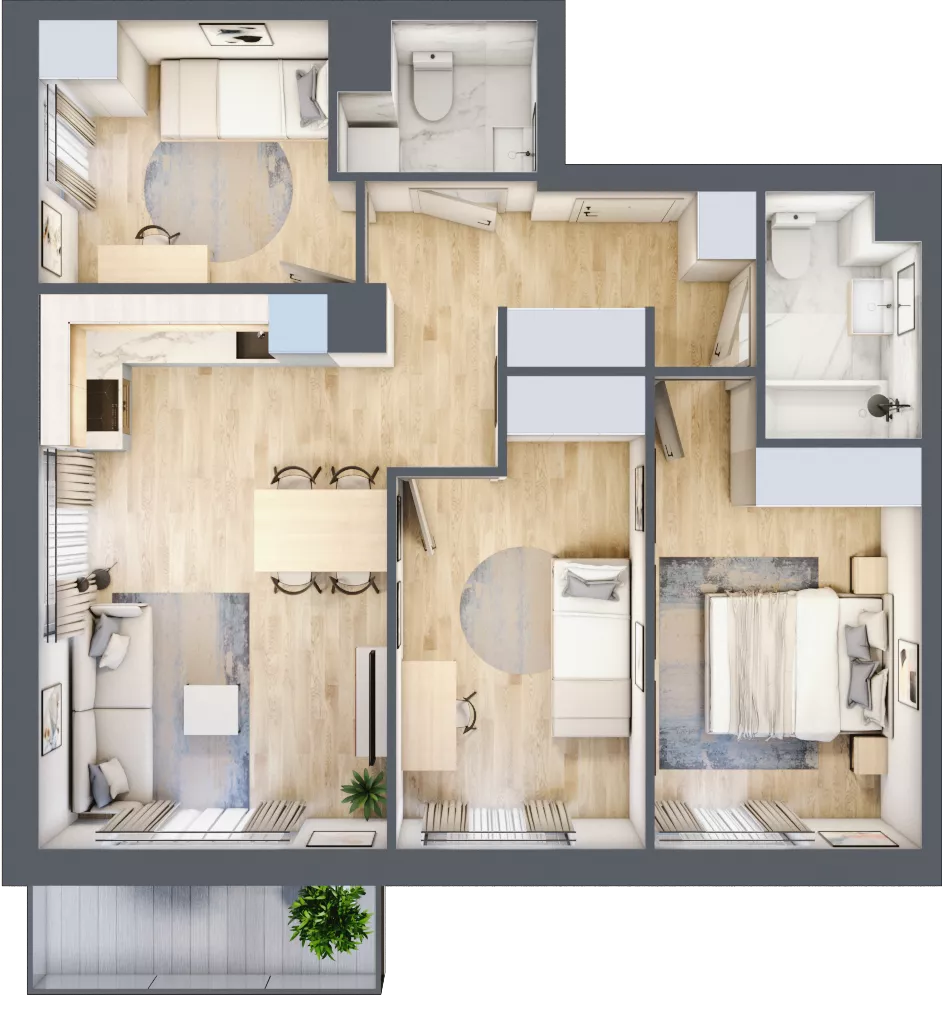 4 pokoje, mieszkanie 66,83 m², piętro 1, oferta nr AM1/6, Nowa Drożdżownia - Etap II, Kraków, Bieżanów-Prokocim, ul. Drożdżowa 5