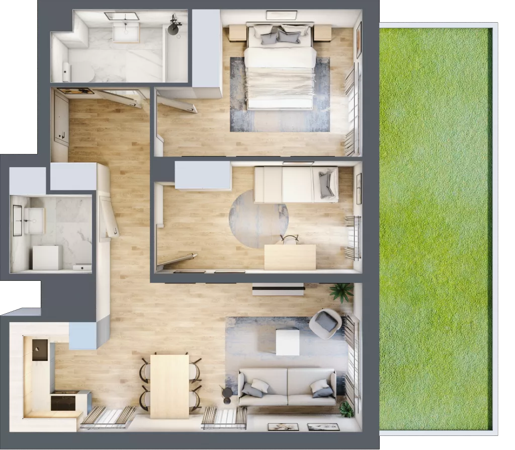 3 pokoje, mieszkanie 63,76 m², parter, oferta nr AM04, Nowa Drożdżownia - Etap II, Kraków, Bieżanów-Prokocim, ul. Drożdżowa 5