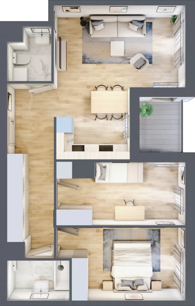 3 pokoje, mieszkanie 67,05 m², piętro 2, oferta nr AM2/2, Nowa Drożdżownia - Etap II, Kraków, Bieżanów-Prokocim, ul. Drożdżowa 5