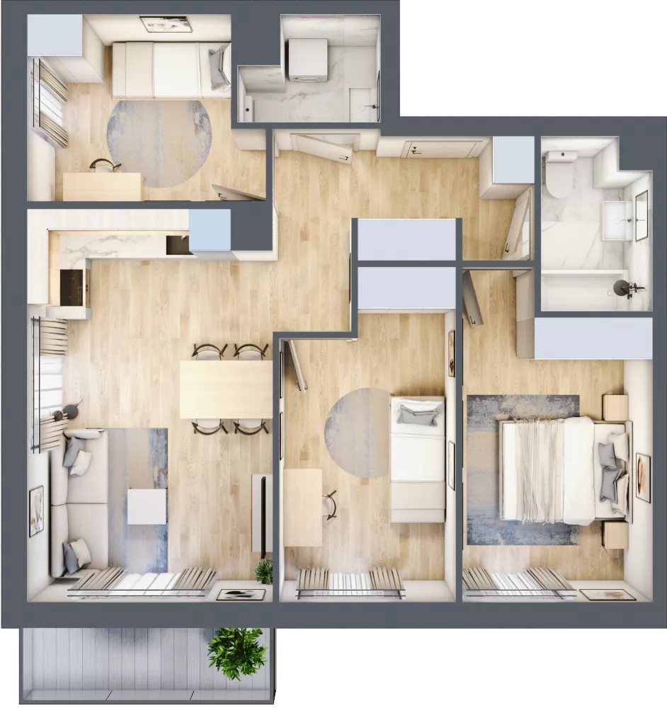 4 pokoje, mieszkanie 66,87 m², piętro 1, oferta nr BM1/5, Nowa Drożdżownia - Etap II, Kraków, Bieżanów-Prokocim, ul. Drożdżowa 5