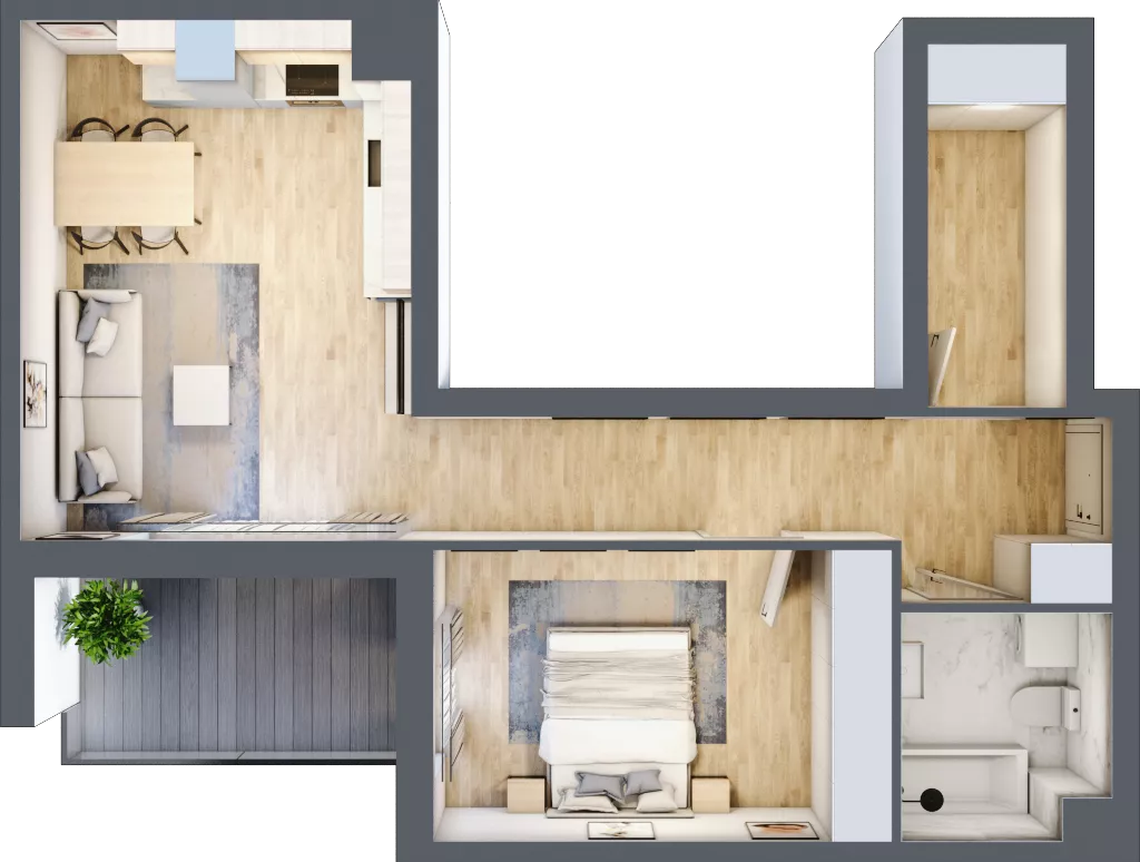2 pokoje, mieszkanie 54,06 m², piętro 1, oferta nr BM1/4, Nowa Drożdżownia - Etap II, Kraków, Bieżanów-Prokocim, ul. Drożdżowa 5