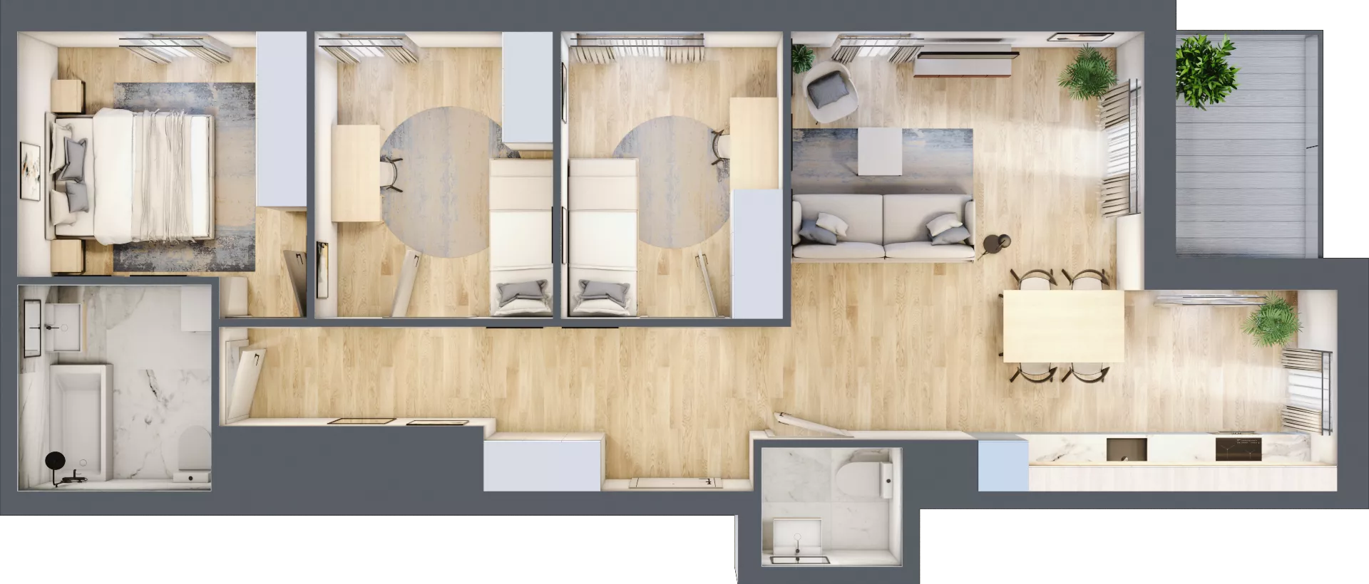4 pokoje, mieszkanie 75,35 m², piętro 1, oferta nr BM1/1, Nowa Drożdżownia - Etap II, Kraków, Bieżanów-Prokocim, ul. Drożdżowa 5