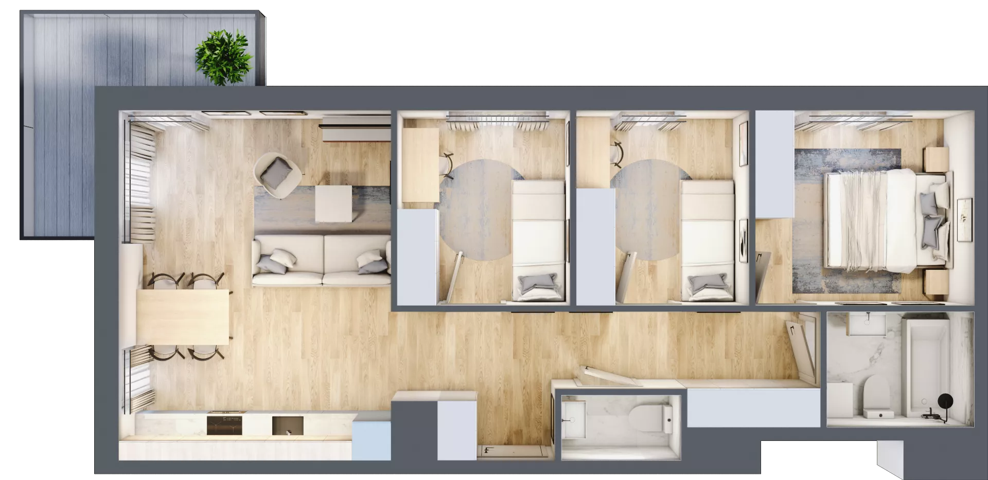 4 pokoje, mieszkanie 66,98 m², piętro 1, oferta nr BM1/6, Nowa Drożdżownia - Etap II, Kraków, Bieżanów-Prokocim, ul. Drożdżowa 5