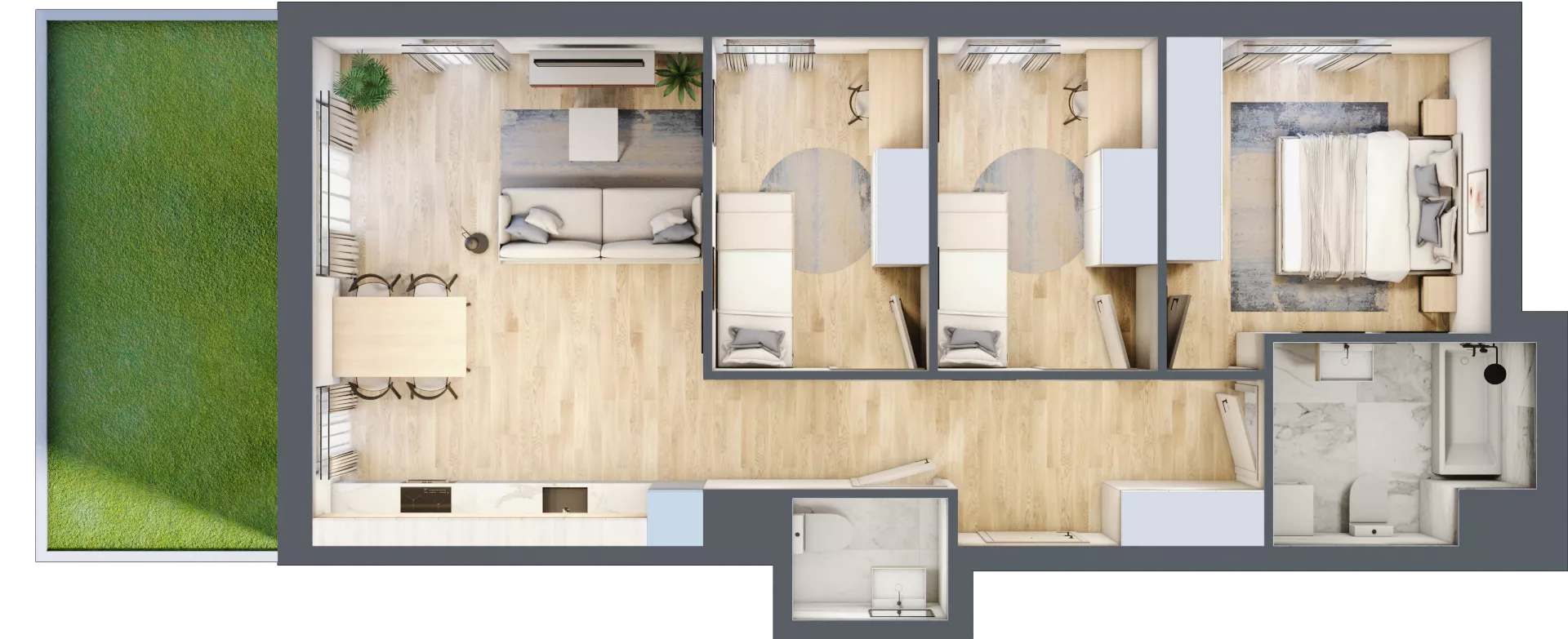 4 pokoje, mieszkanie 68,85 m², parter, oferta nr CM0/1, Nowa Drożdżownia - Etap II, Kraków, Bieżanów-Prokocim, ul. Drożdżowa 5