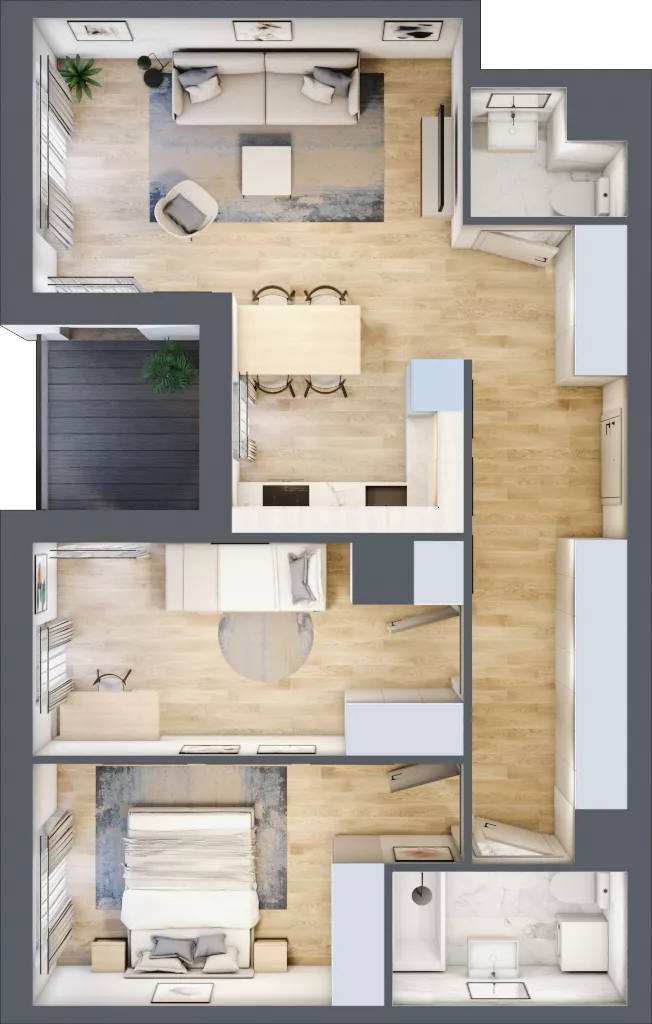3 pokoje, mieszkanie 66,54 m², piętro 2, oferta nr CM2/5, Nowa Drożdżownia - Etap II, Kraków, Bieżanów-Prokocim, ul. Drożdżowa 5