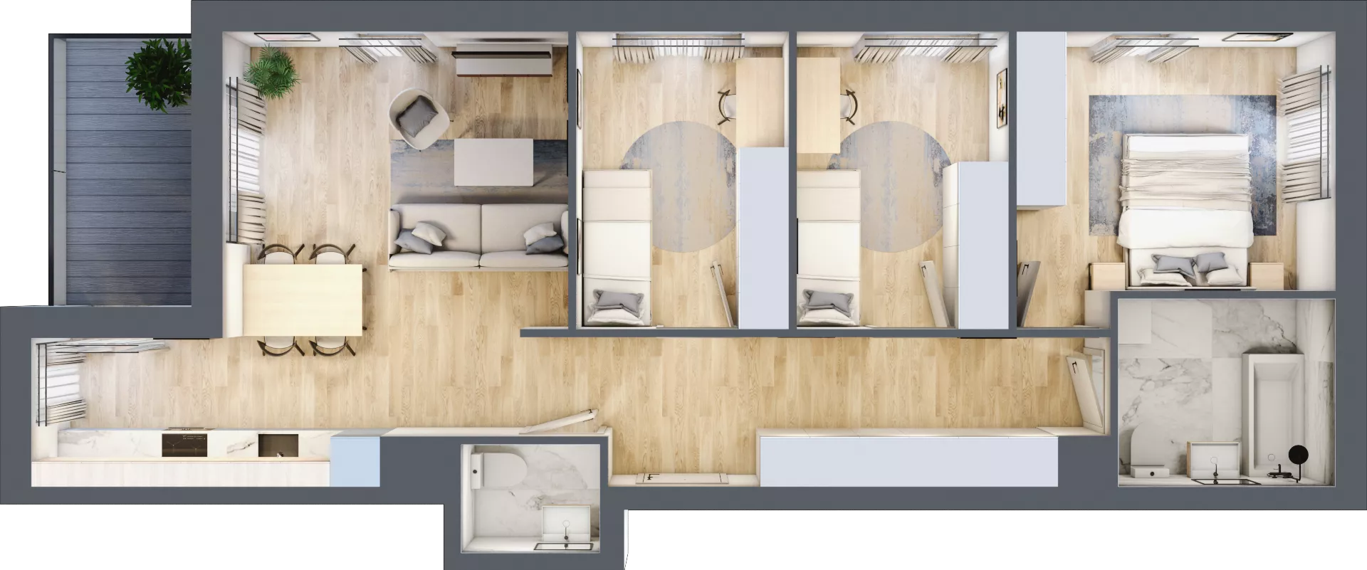 4 pokoje, mieszkanie 75,74 m², piętro 1, oferta nr CM1/1, Nowa Drożdżownia - Etap II, Kraków, Bieżanów-Prokocim, ul. Drożdżowa 5