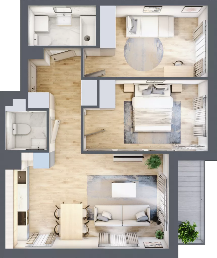 3 pokoje, mieszkanie 60,36 m², piętro 2, oferta nr CM2/3, Nowa Drożdżownia - Etap II, Kraków, Bieżanów-Prokocim, ul. Drożdżowa 5