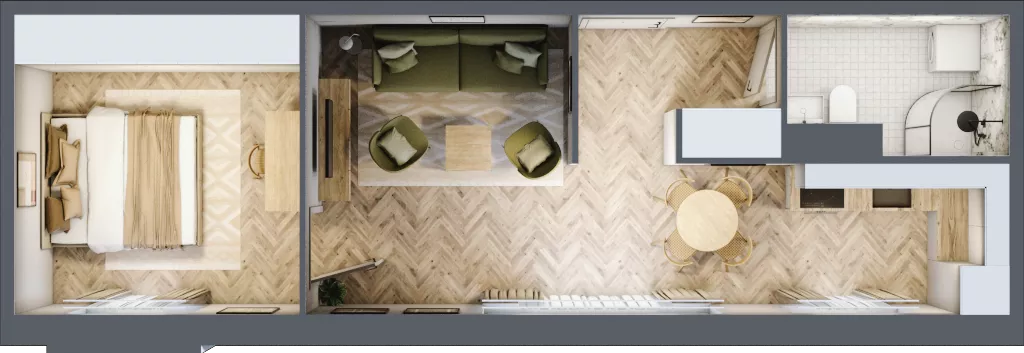 2 pokoje, mieszkanie 43,78 m², piętro 2, oferta nr 2.13, Nowe Zabrze, Zabrze, Centrum Północ, ul. Koźlika