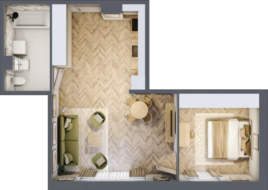 2 pokoje, mieszkanie 54,46 m², parter, oferta nr 2.1, Nowe Zabrze, Zabrze, Centrum Północ, ul. Koźlika