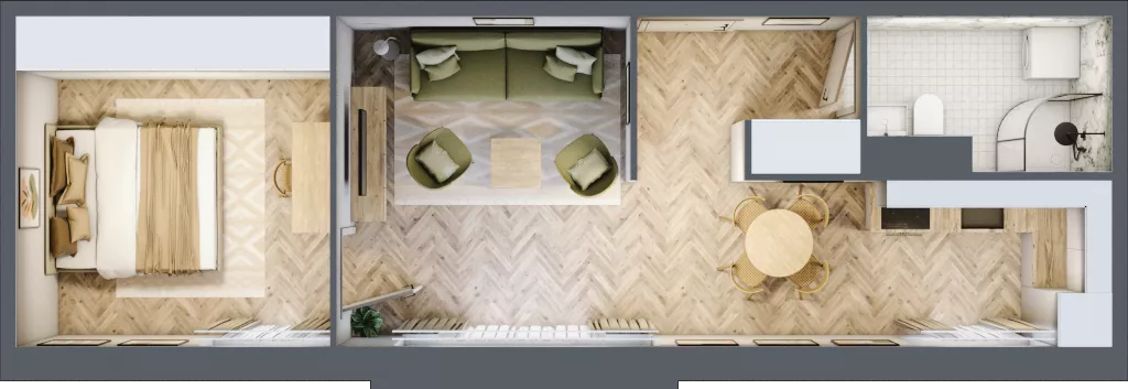2 pokoje, mieszkanie 43,89 m², piętro 3, oferta nr 2.19, Nowe Zabrze, Zabrze, Centrum Północ, ul. Koźlika