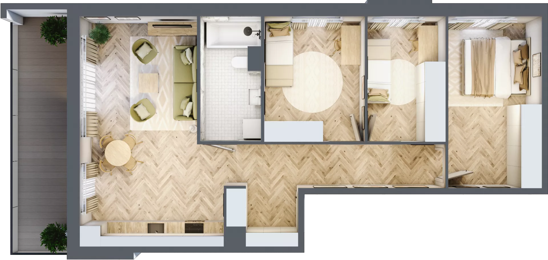 4 pokoje, mieszkanie 76,56 m², piętro 2, oferta nr 2.15, Nowe Zabrze, Zabrze, Centrum Północ, ul. Koźlika