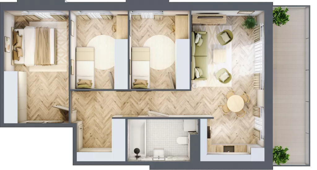 4 pokoje, mieszkanie 70,48 m², piętro 1, oferta nr 2.11, Nowe Zabrze, Zabrze, Centrum Północ, ul. Koźlika