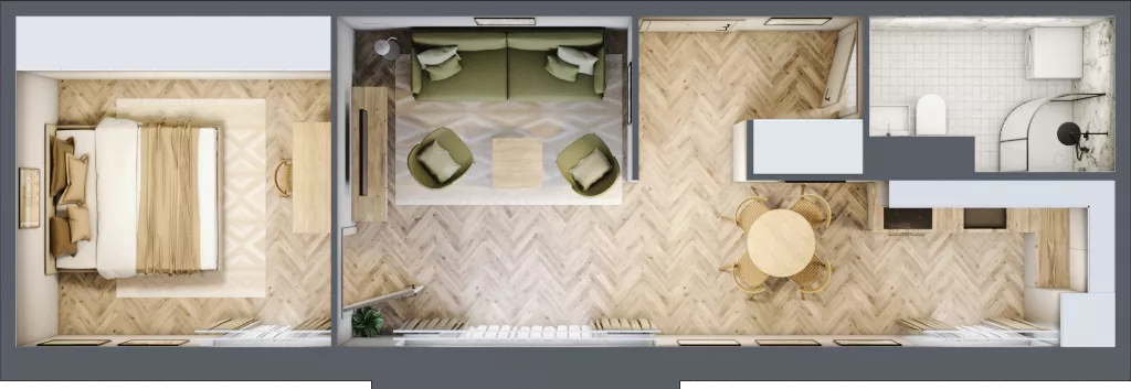 2 pokoje, mieszkanie 43,87 m², piętro 1, oferta nr 2.7, Nowe Zabrze, Zabrze, Centrum Północ, ul. Koźlika