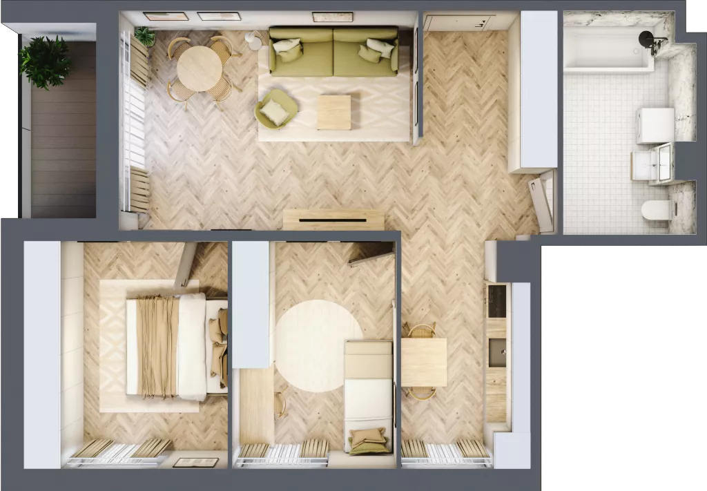 3 pokoje, mieszkanie 64,87 m², piętro 2, oferta nr 2.14, Nowe Zabrze, Zabrze, Centrum Północ, ul. Koźlika