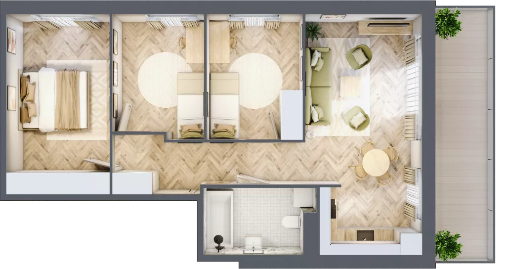 4 pokoje, mieszkanie 70,49 m², piętro 2, oferta nr 2.17, Nowe Zabrze, Zabrze, Centrum Północ, ul. Koźlika