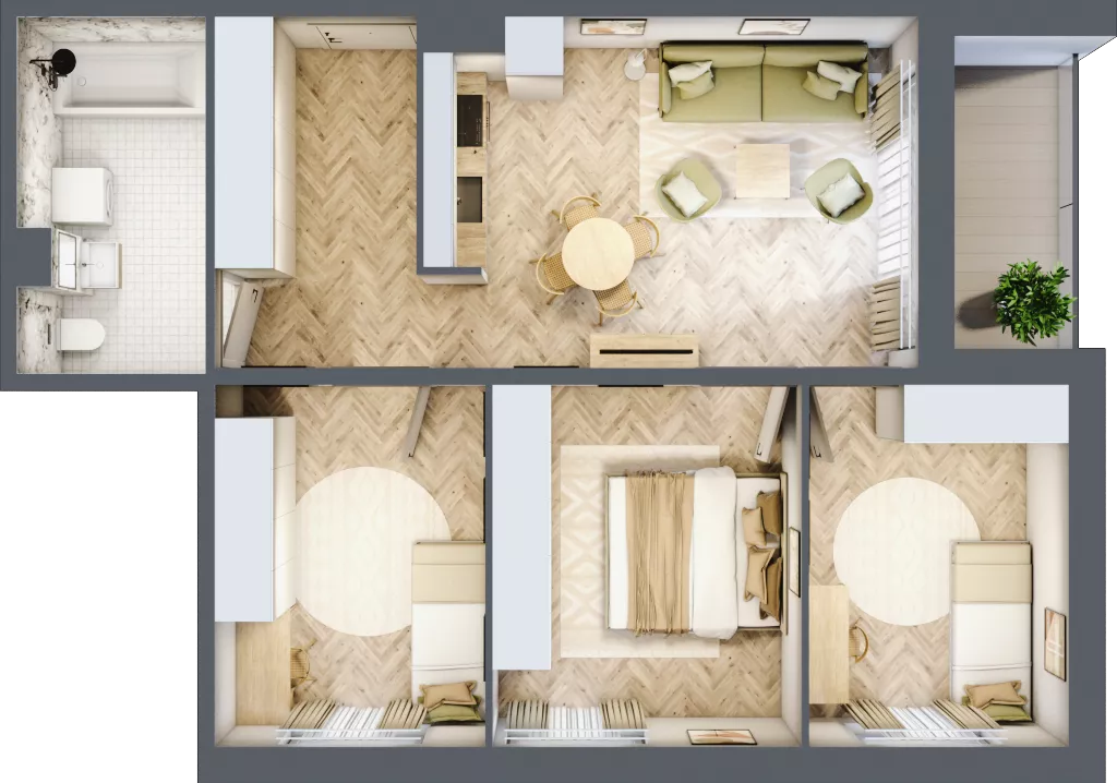 4 pokoje, mieszkanie 65,90 m², piętro 2, oferta nr 2.18, Nowe Zabrze, Zabrze, Centrum Północ, ul. Koźlika
