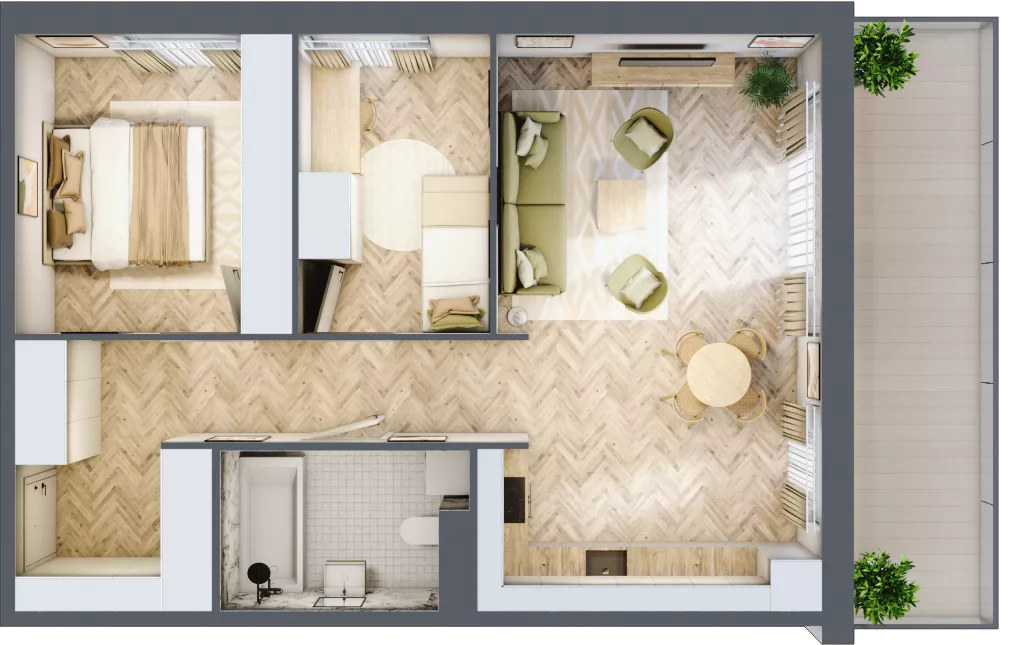 3 pokoje, mieszkanie 61,44 m², piętro 1, oferta nr 4.13, Nowe Zabrze, Zabrze, Centrum Północ, ul. Koźlika