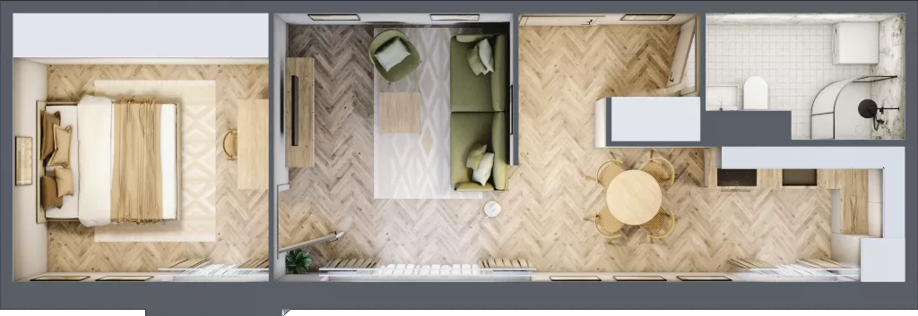 2 pokoje, mieszkanie 43,67 m², piętro 1, oferta nr 4.8, Nowe Zabrze, Zabrze, Centrum Północ, ul. Koźlika